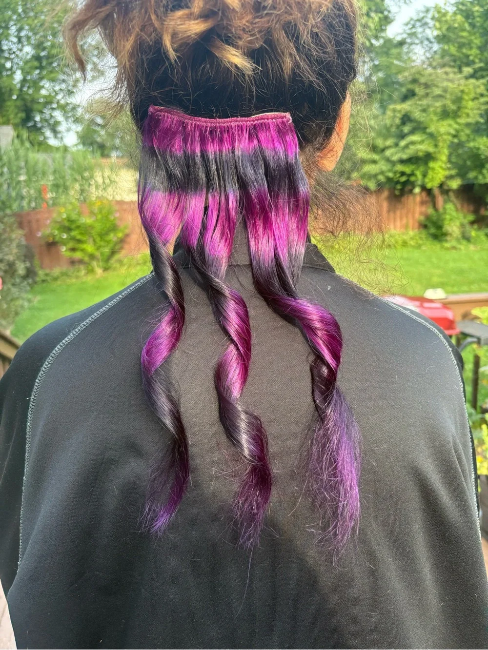 Purple and Black Raccoon Tail Clip-In Hair Extension for Women